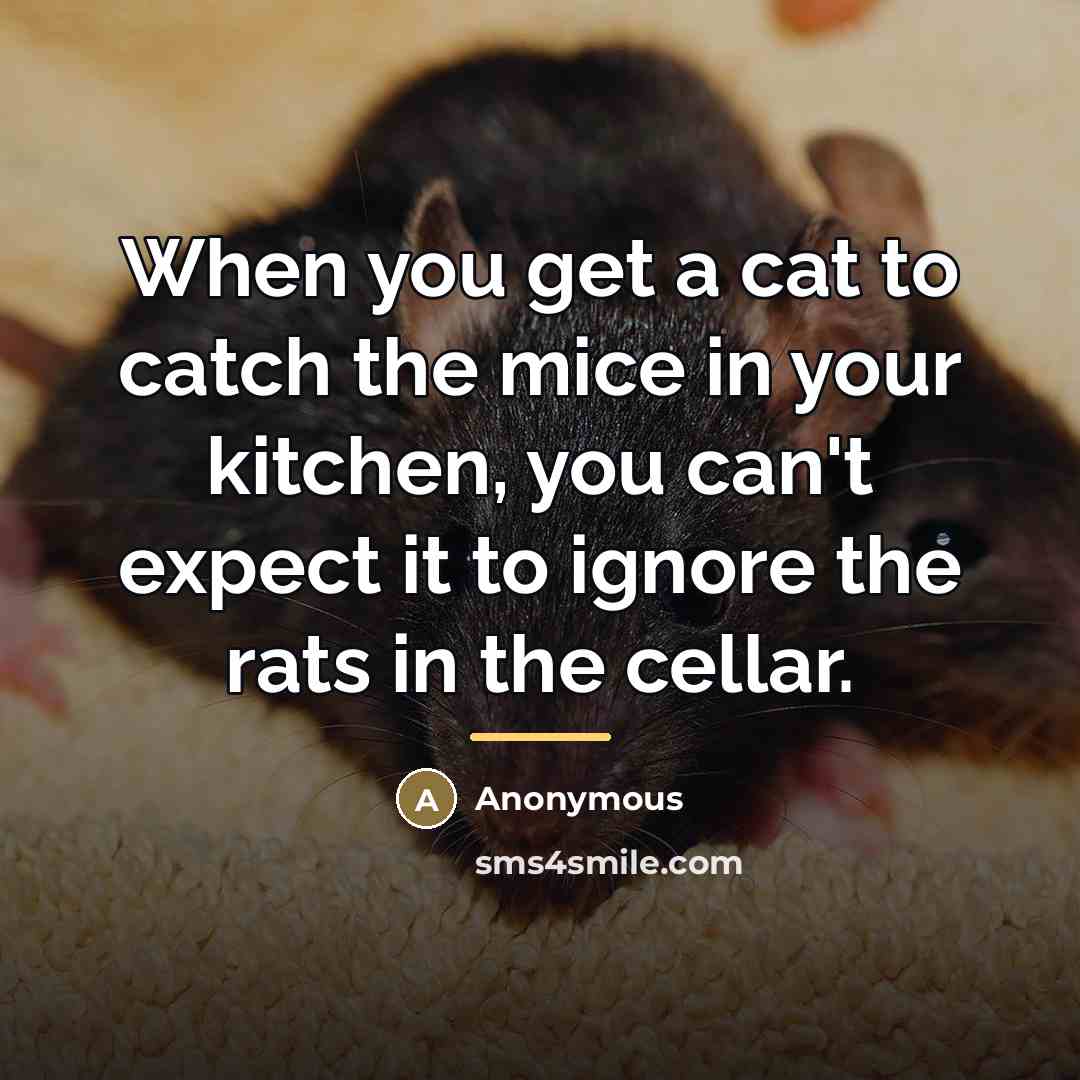 “When you get a cat to catch the mice in…” quote by Anonymous