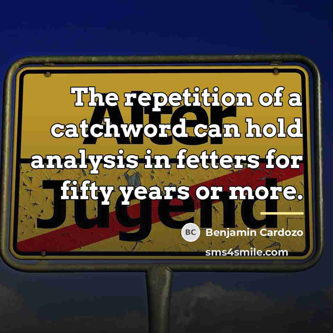 “The repetition of a catchword can hold analysis in fetters…” quote by Benjamin Cardozo