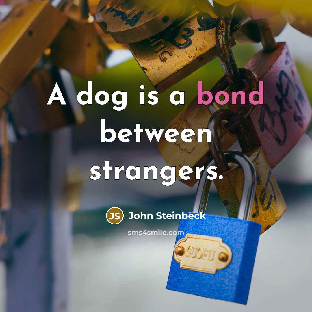 “A dog is a bond between strangers.…” quote by John Steinbeck