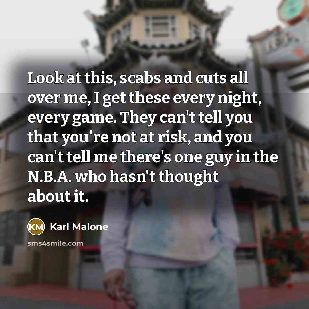 “Look at this, scabs and cuts all over me, I…” quote by Karl Malone
