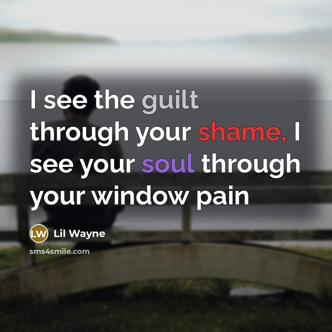 “I see the guilt through your shame, I see your…” quote by Lil Wayne