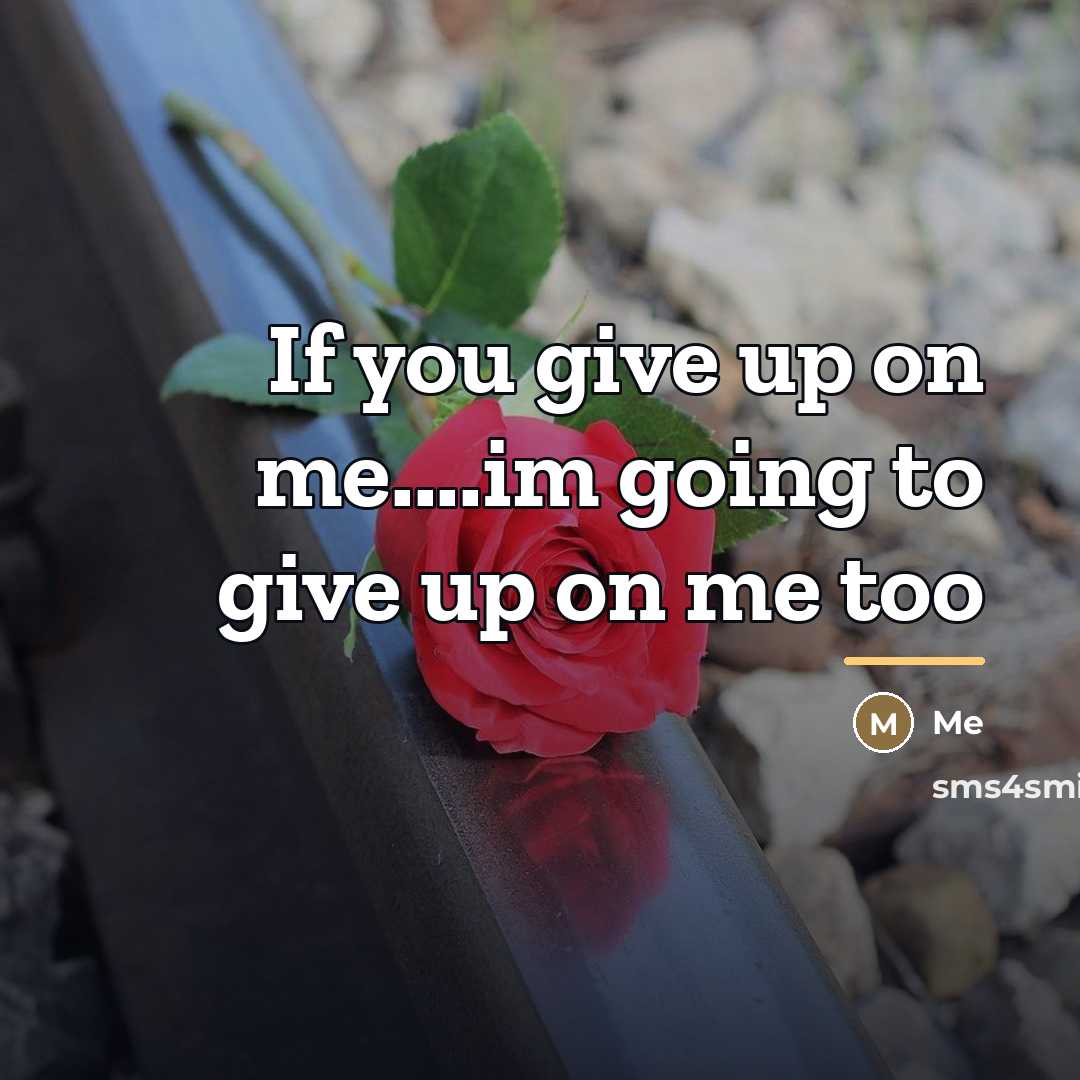 “If you give up on me....im going to give up…” quote by Me