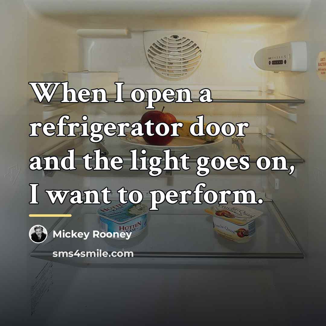 “When I open a refrigerator door and the light goes…” quote by Mickey Rooney