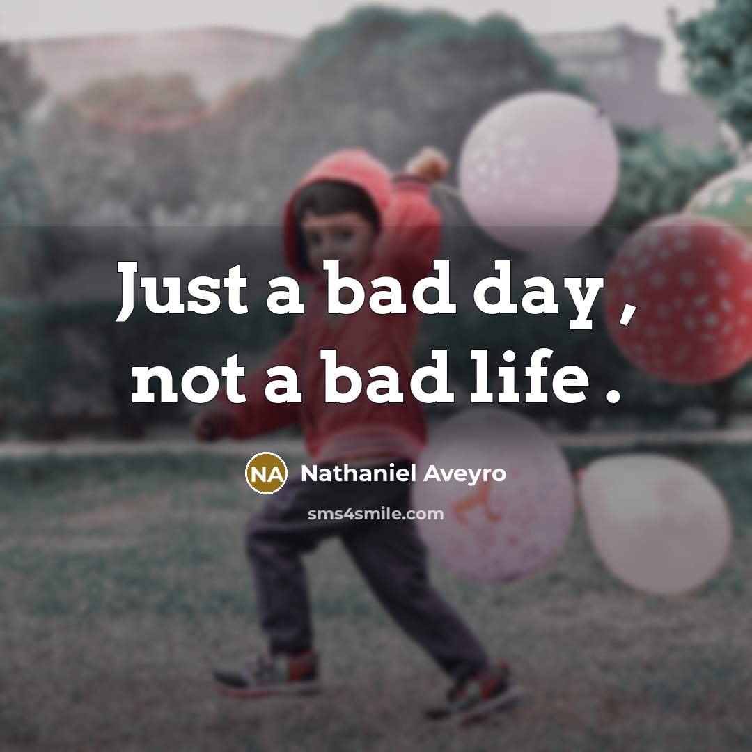 “Just a bad day , not a bad life .…” quote by Nathaniel Aveyro