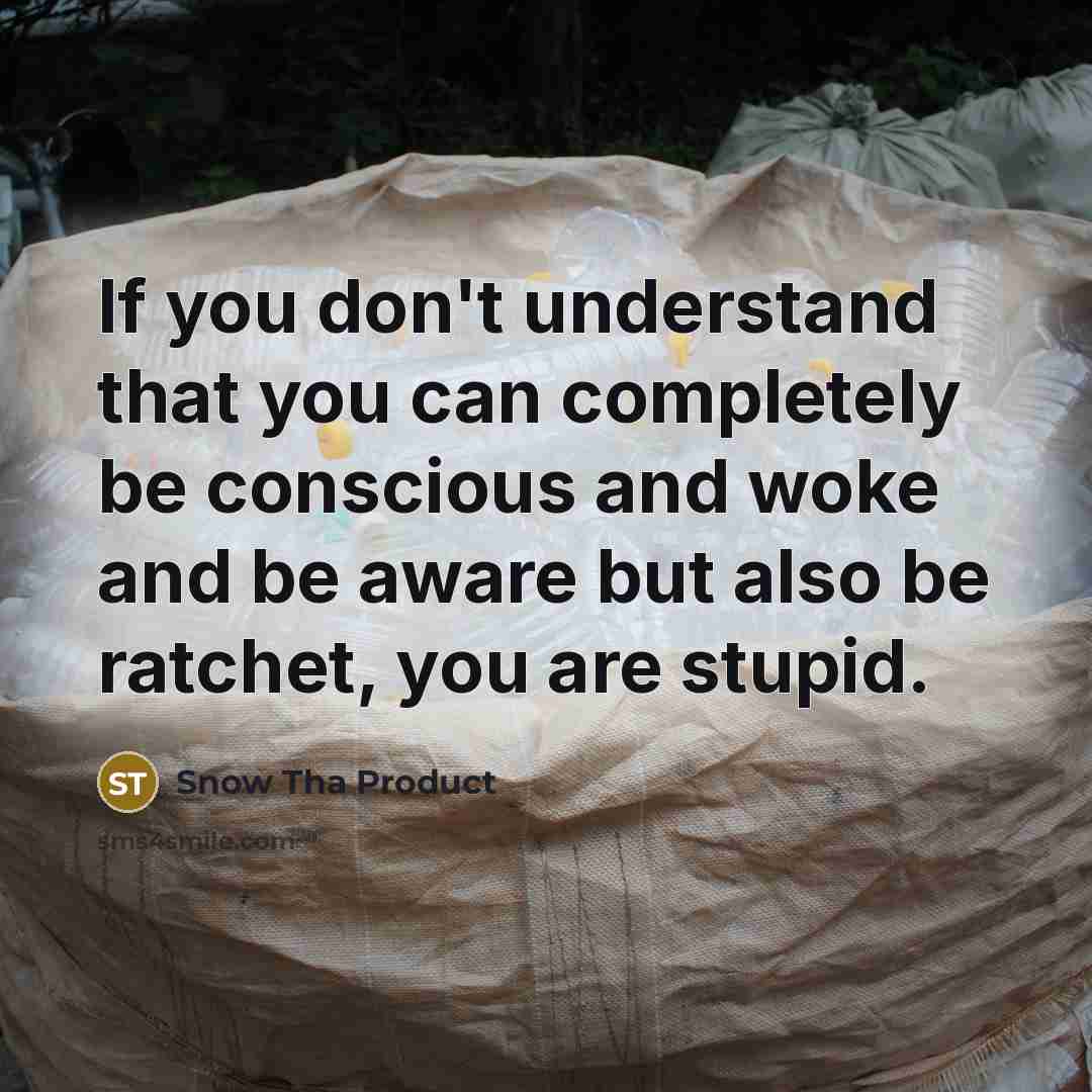 “If you don't understand that you can completely be conscious…” quote by Snow Tha Product