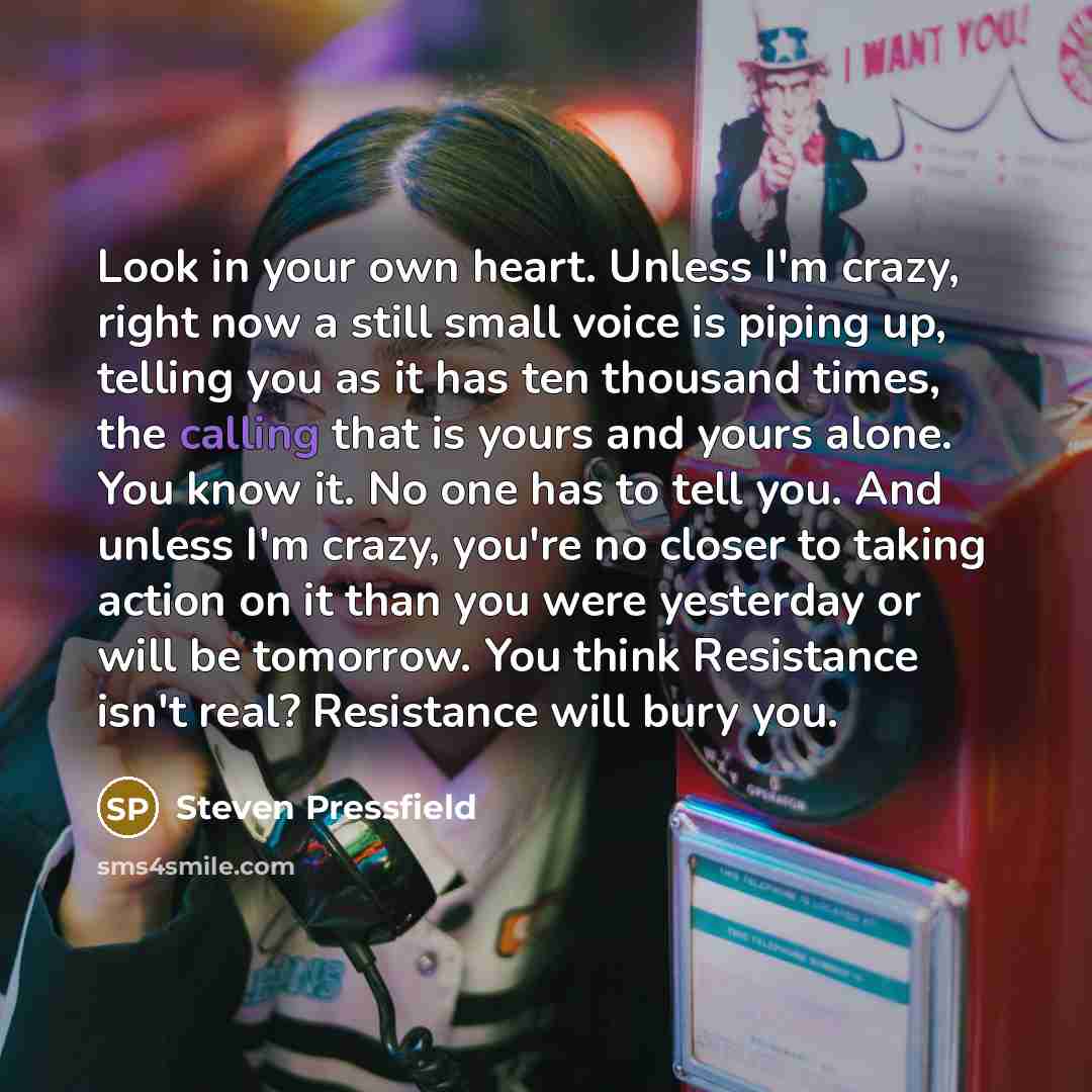 “Look in your own heart. Unless I'm crazy, right now…” quote by Steven Pressfield
