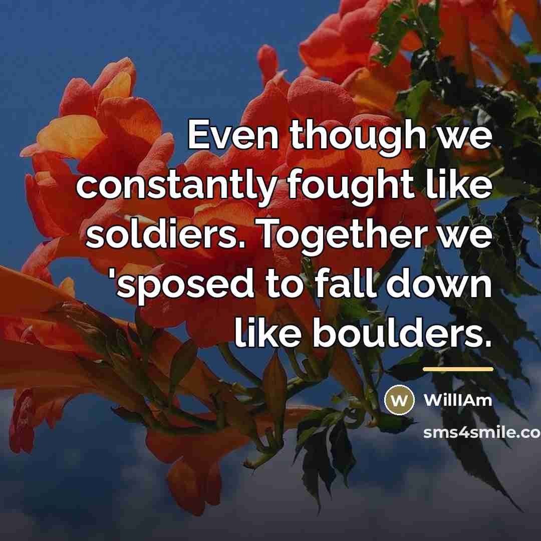 “Even though we constantly fought like soldiers. Together we 'sposed…” quote by WillIAm