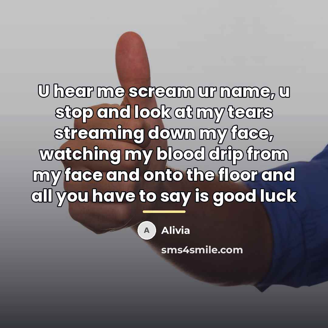 “U hear me scream ur name, u stop and look…” quote by Alivia