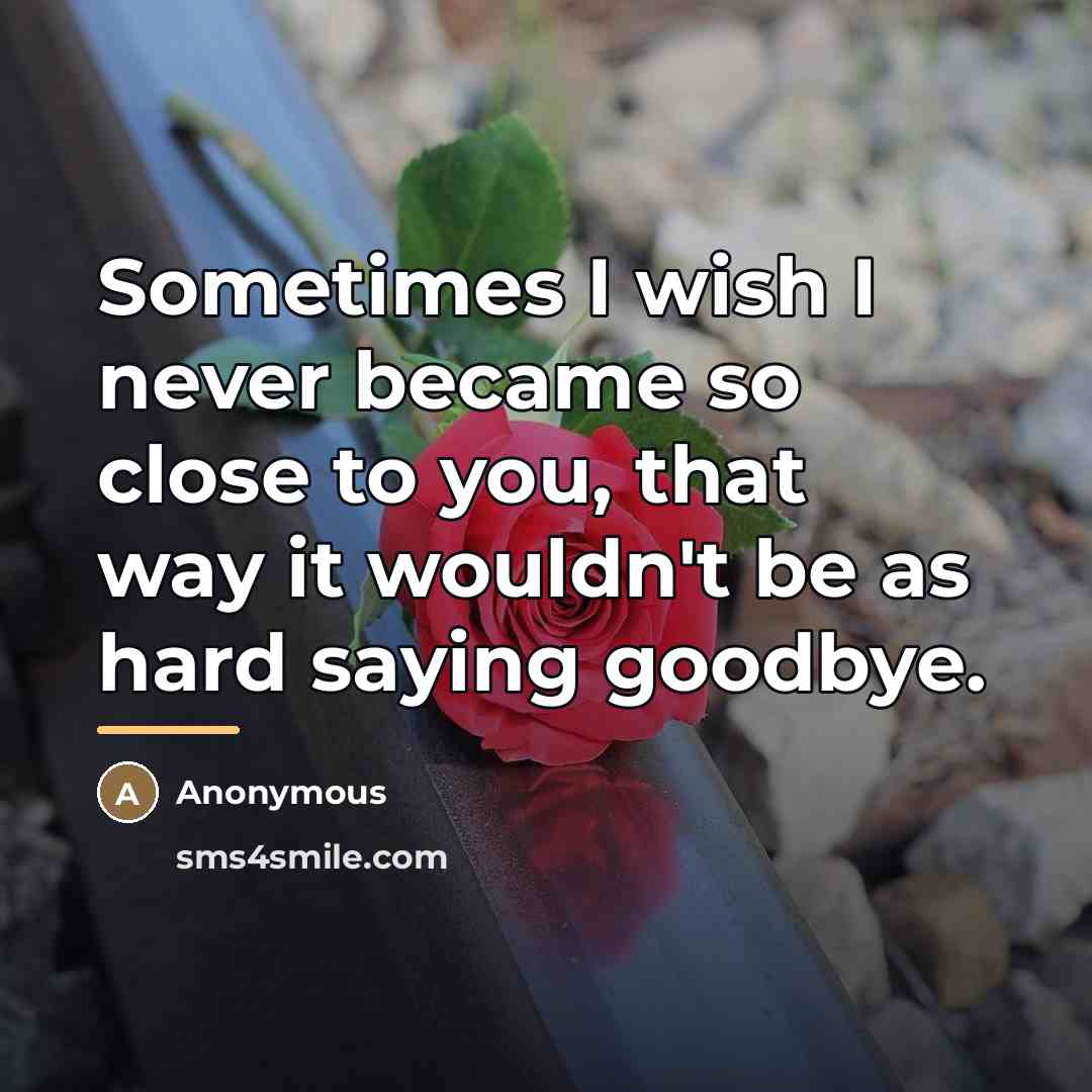 “Sometimes I wish I never became so close to you,…” quote by Anonymous