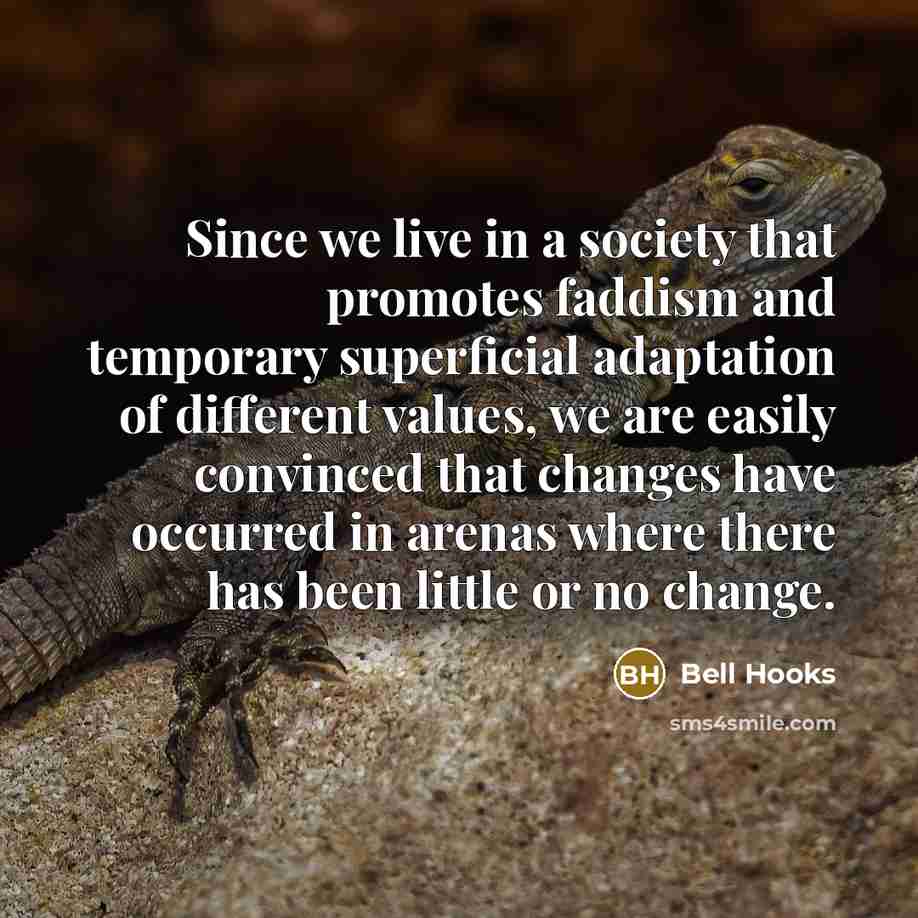 “Since we live in a society that promotes faddism and…” quote by Bell Hooks