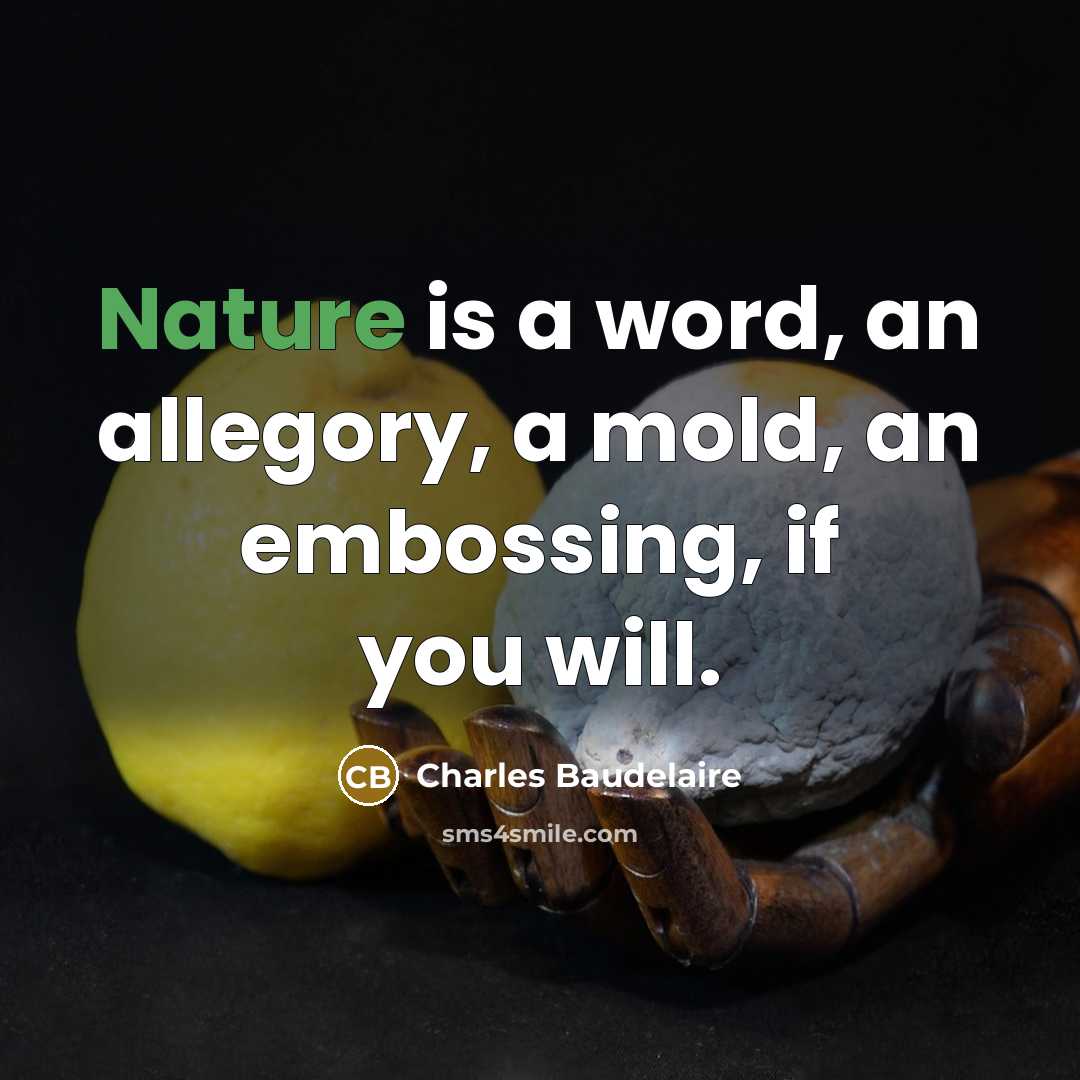 “Nature is a word, an allegory, a mold, an embossing,…” quote by Charles Baudelaire