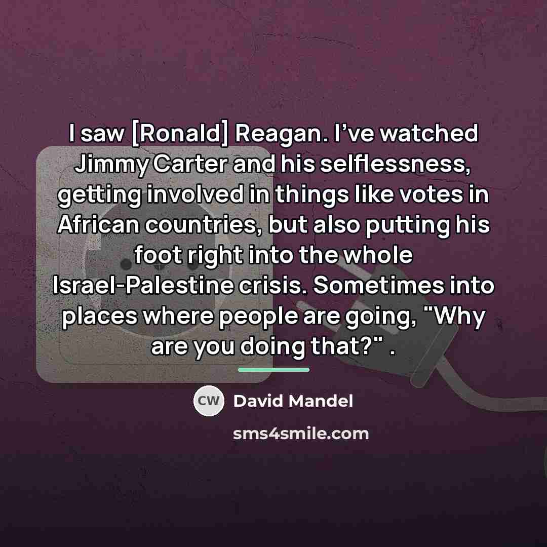 “I saw [Ronald] Reagan. I've watched Jimmy Carter and his…” quote by David Mandel