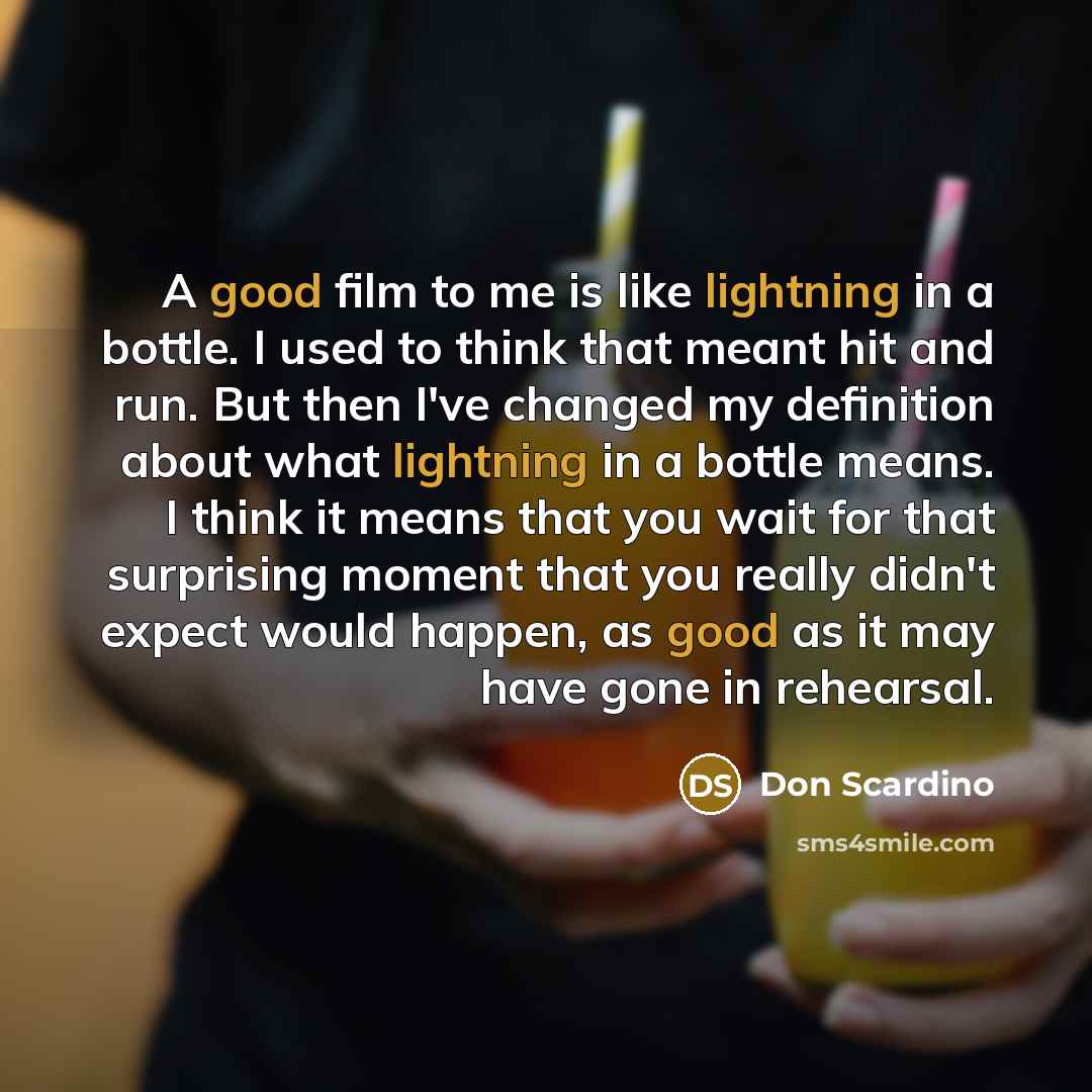 “A good film to me is like lightning in a…” quote by Don Scardino