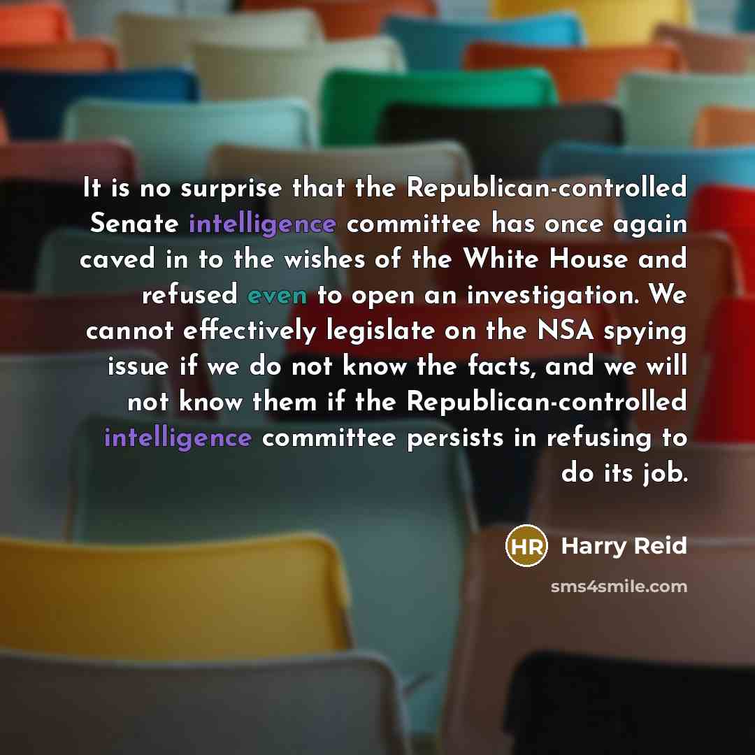 “It is no surprise that the Republican-controlled Senate intelligence committee…” quote by Harry Reid