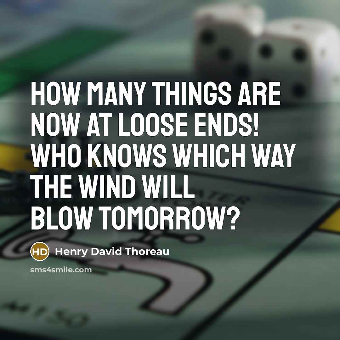 “How many things are now at loose ends! Who knows…” quote by Henry David Thoreau