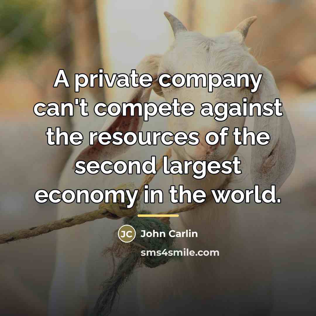 “A private company can't compete against the resources of the…” quote by John Carlin