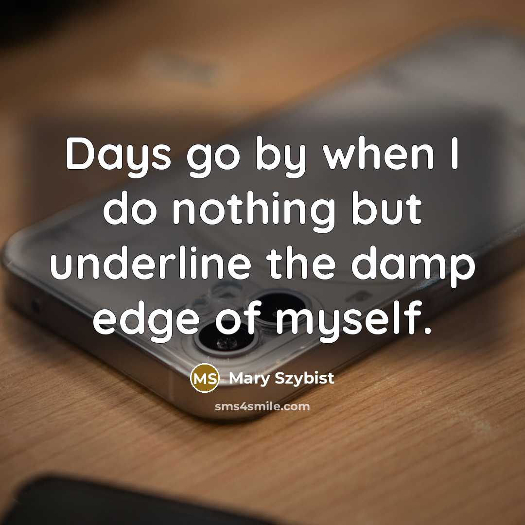 “Days go by when I do nothing but underline the damp edge of myself.” quote by Mary Szybist