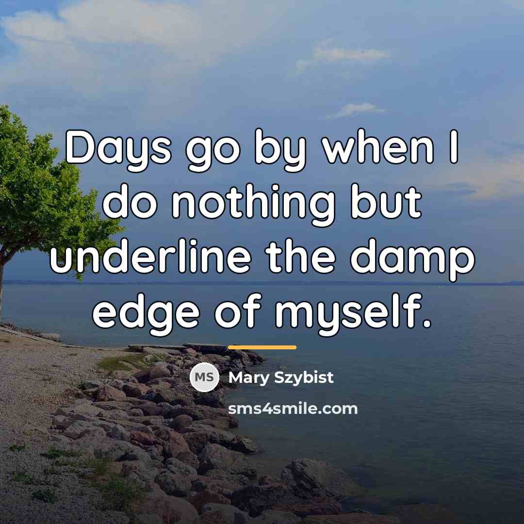 “Days go by when I do nothing but underline the…” quote by Mary Szybist