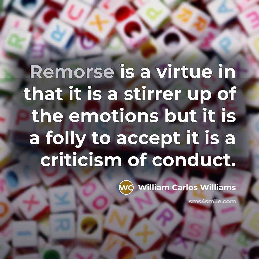 “Remorse is a virtue in that it is a stirrer…” quote by William Carlos Williams