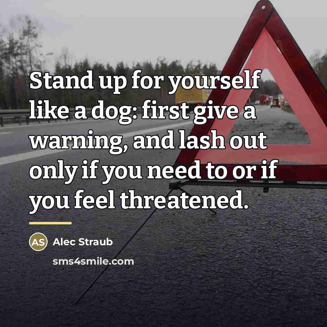 “Stand up for yourself like a dog: first give a…” quote by Alec Straub