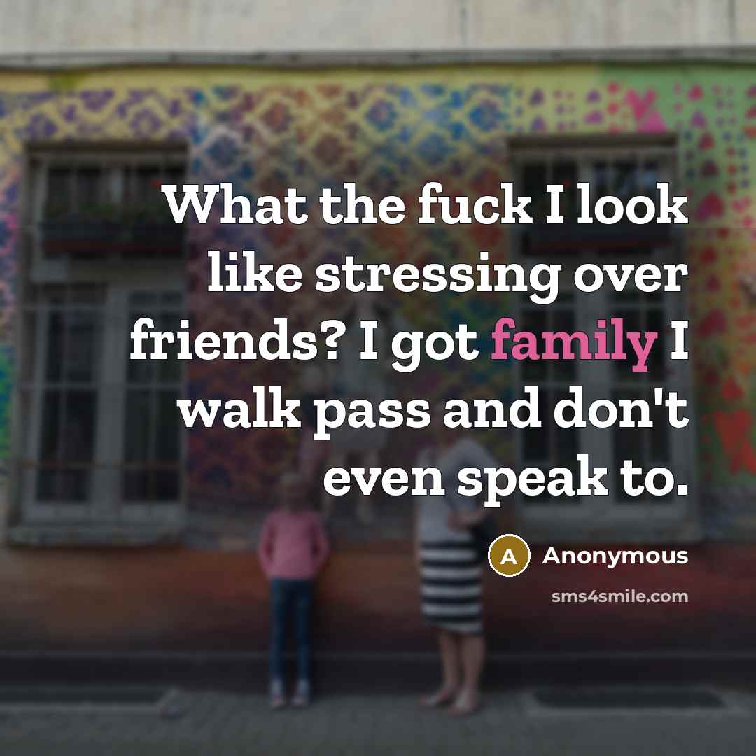 “What the fuck I look like stressing over friends? I…” quote by Anonymous