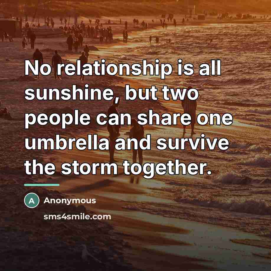 “No relationship is all sunshine, but two people can share…” quote by Anonymous