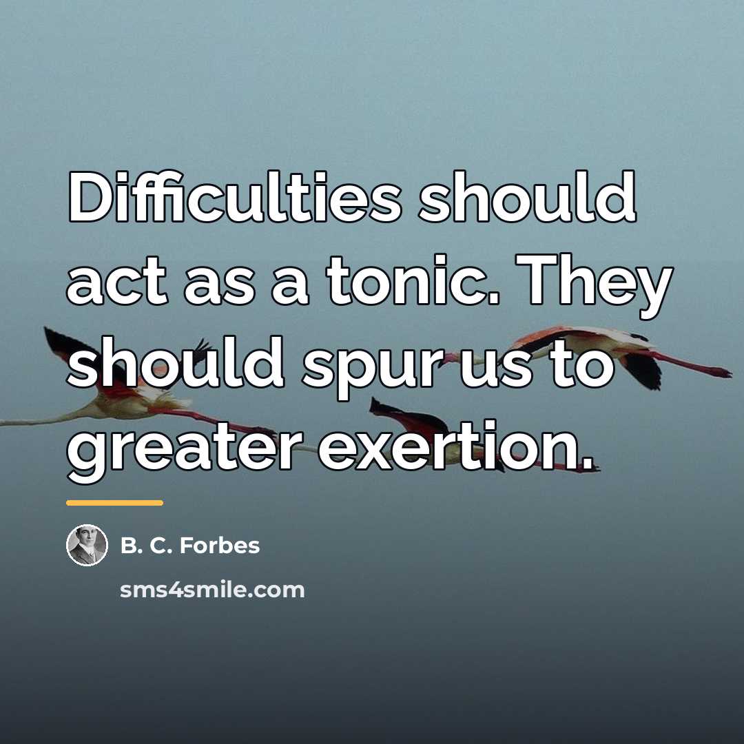 “Difficulties should act as a tonic. They should spur us…” quote by B. C. Forbes