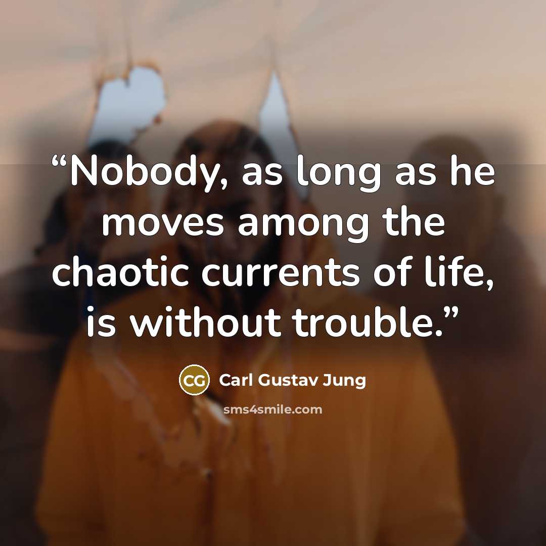 “Nobody, as long as he moves among the chaotic currents of life, is without trouble.” quote by Carl Gustav Jung