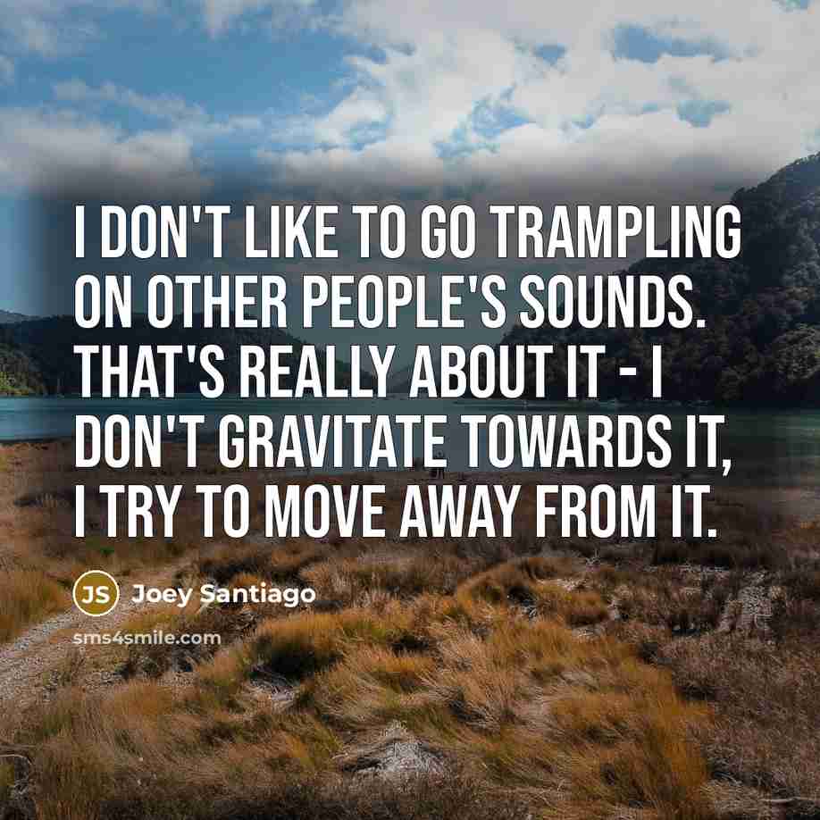 “I don't like to go trampling on other people's sounds.…” quote by Joey Santiago