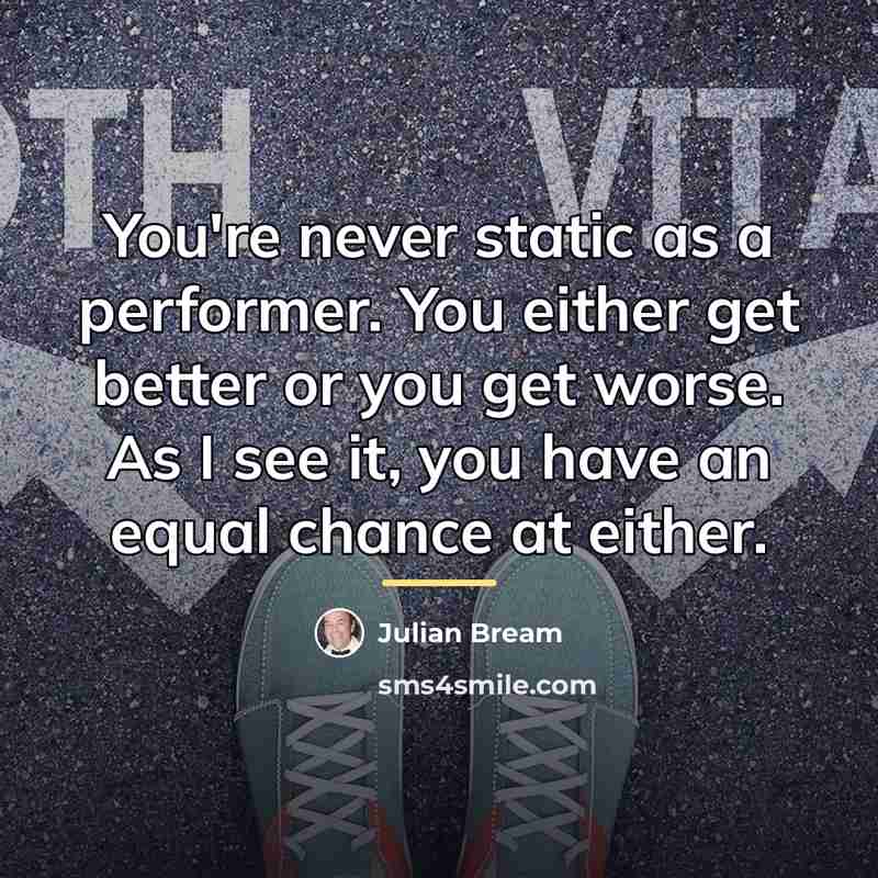 “You're never static as a performer. You either get better…” quote by Julian Bream