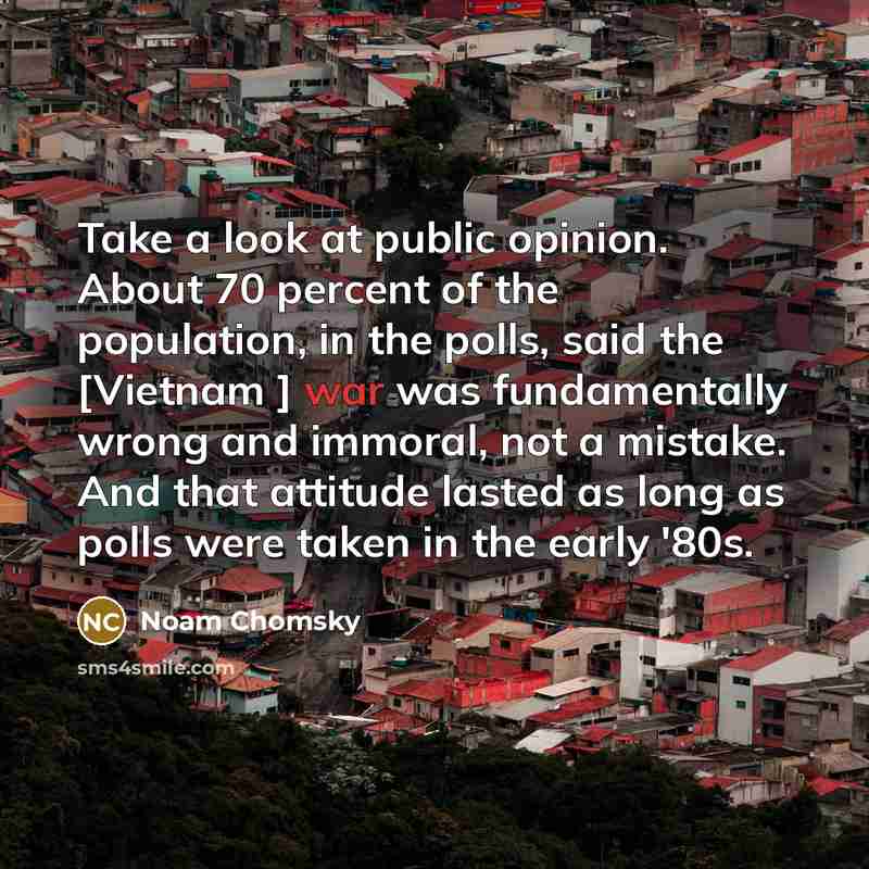 “Take a look at public opinion. About 70 percent of…” quote by Noam Chomsky
