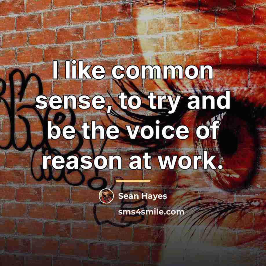 “I like common sense, to try and be the voice…” quote by Sean Hayes