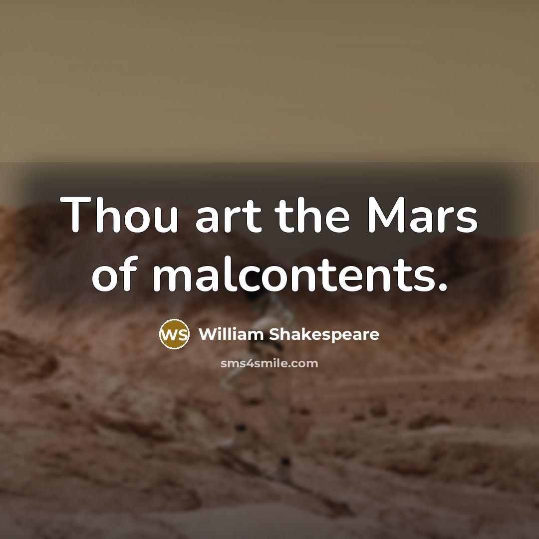 “Thou art the Mars of malcontents.…” quote by William Shakespeare