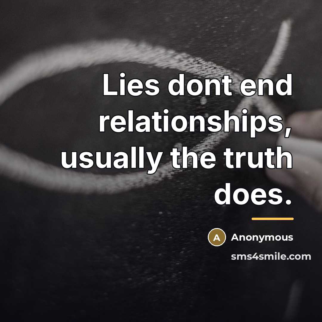 “Lies dont end relationships, usually the truth does.…” quote by Anonymous