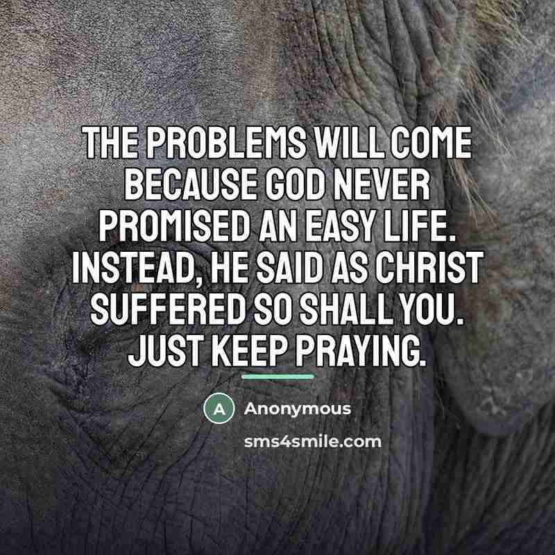 “The problems will come because God never promised an easy…” quote by Anonymous