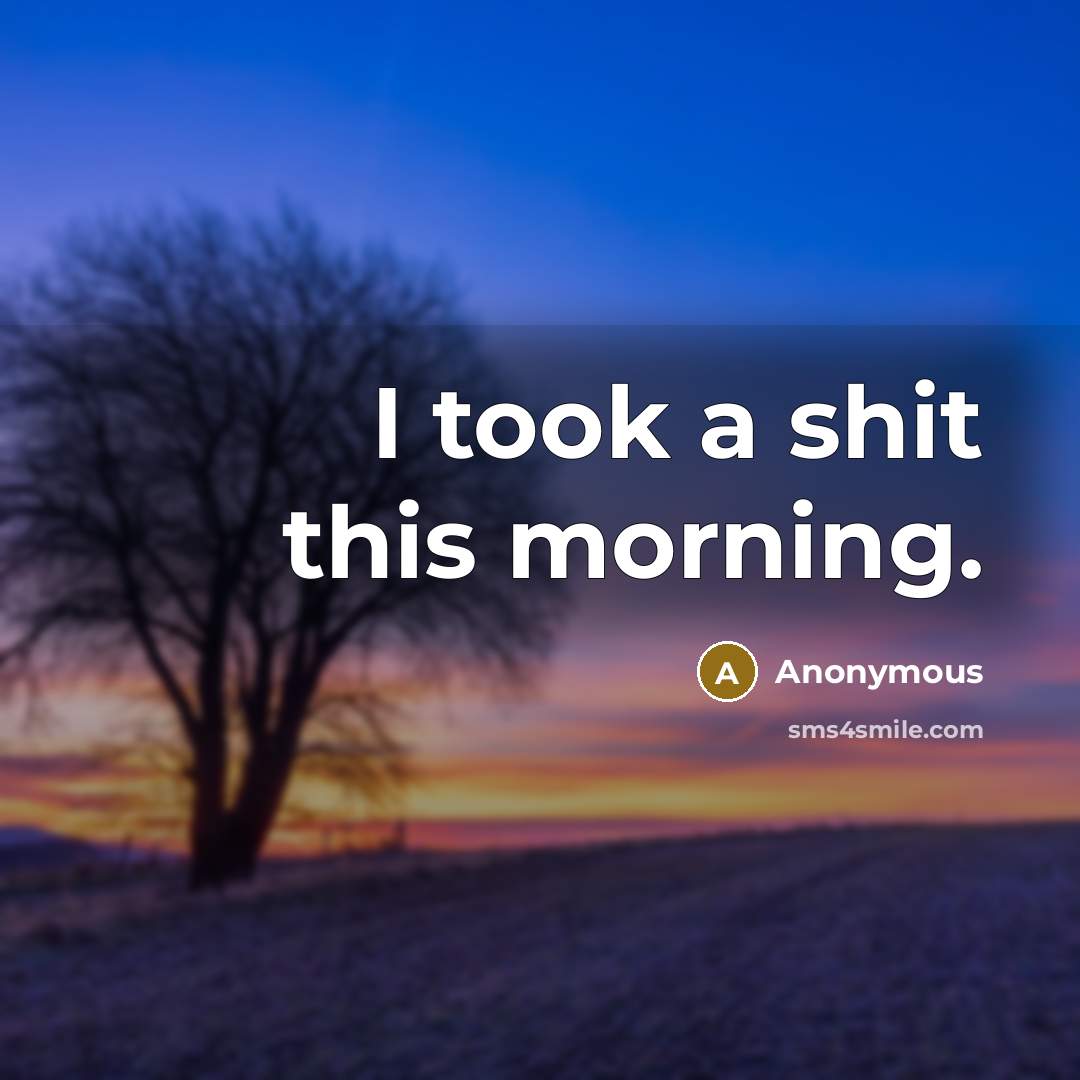 “I took a shit this morning.…” quote by Anonymous