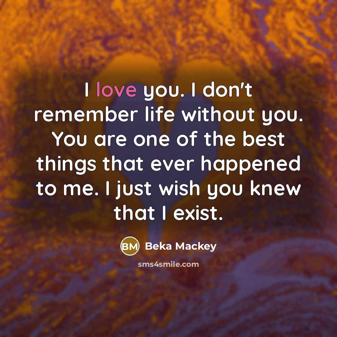 “I love you. I don't remember life without you. You…” quote by Beka Mackey