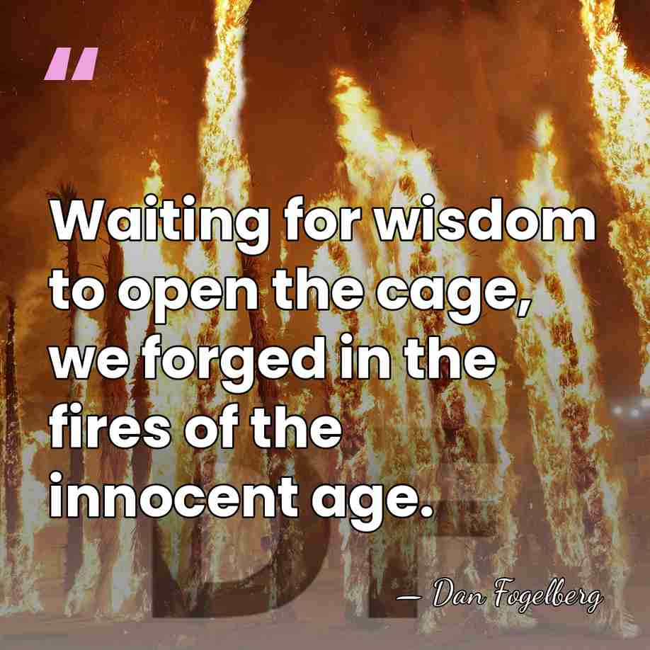 Waiting for wisdom to open the cage, we forged in the fires&hellip; - Dan Fogelberg