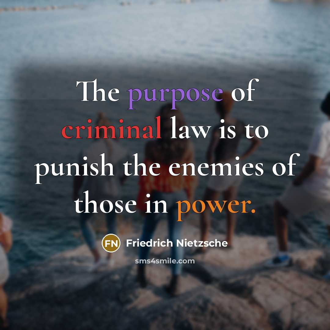 “The purpose of criminal law is to punish the enemies…” quote by Friedrich Nietzsche