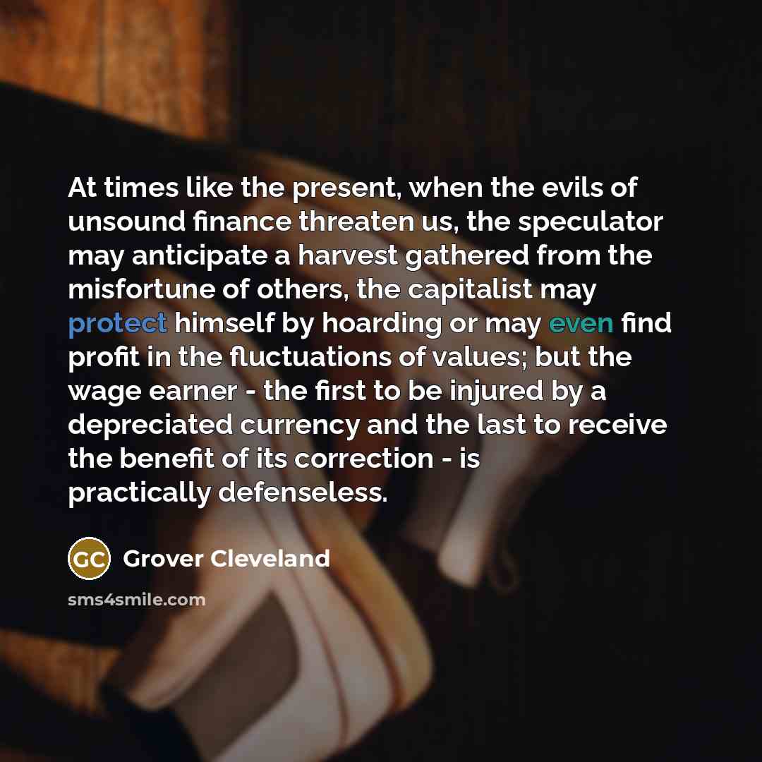 “At times like the present, when the evils of unsound…” quote by Grover Cleveland