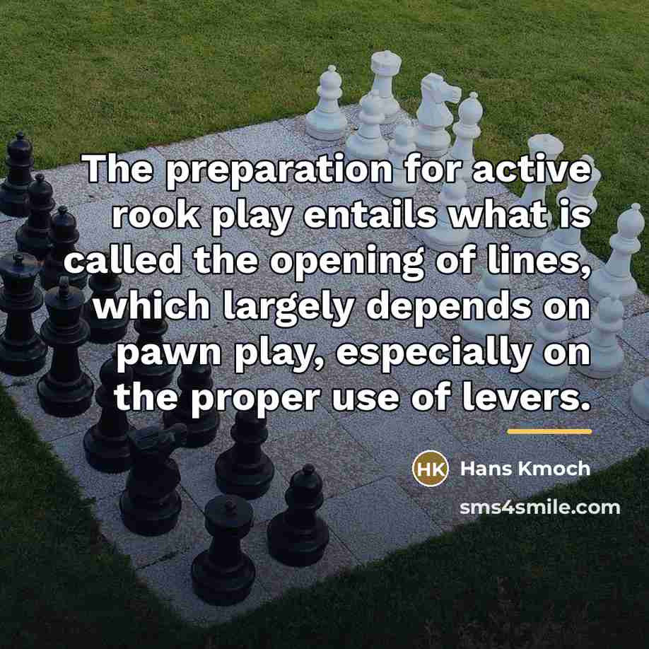 “The preparation for active rook play entails what is called…” quote by Hans Kmoch