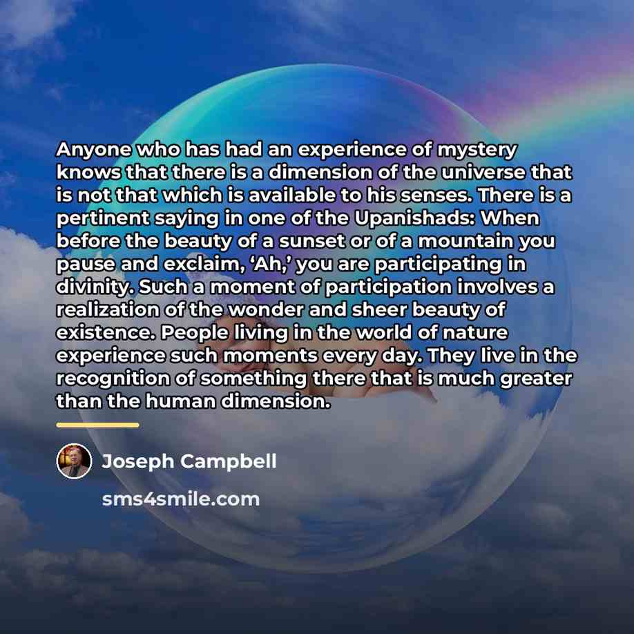 “Anyone who has had an experience of mystery knows that…” quote by Joseph Campbell