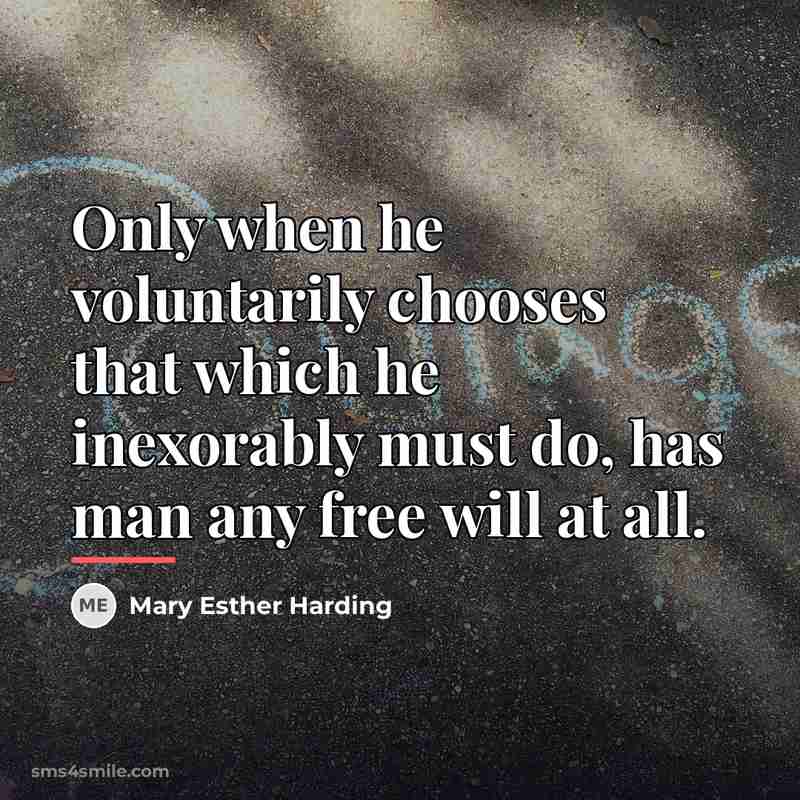 “Only when he voluntarily chooses that which he inexorably must…” quote by Anonymous