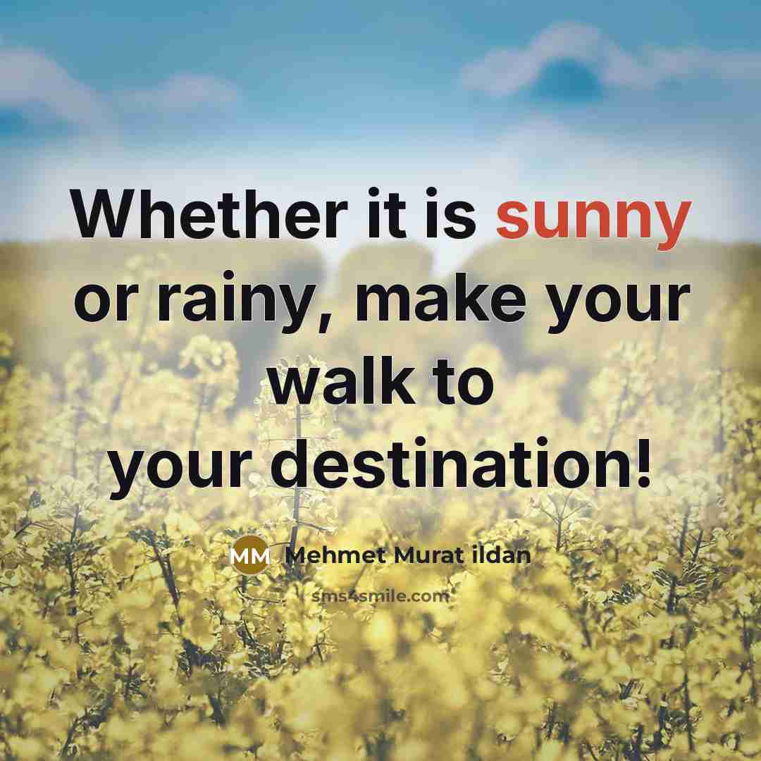 “Whether it is sunny or rainy, make your walk to…” quote by Mehmet Murat Ildan