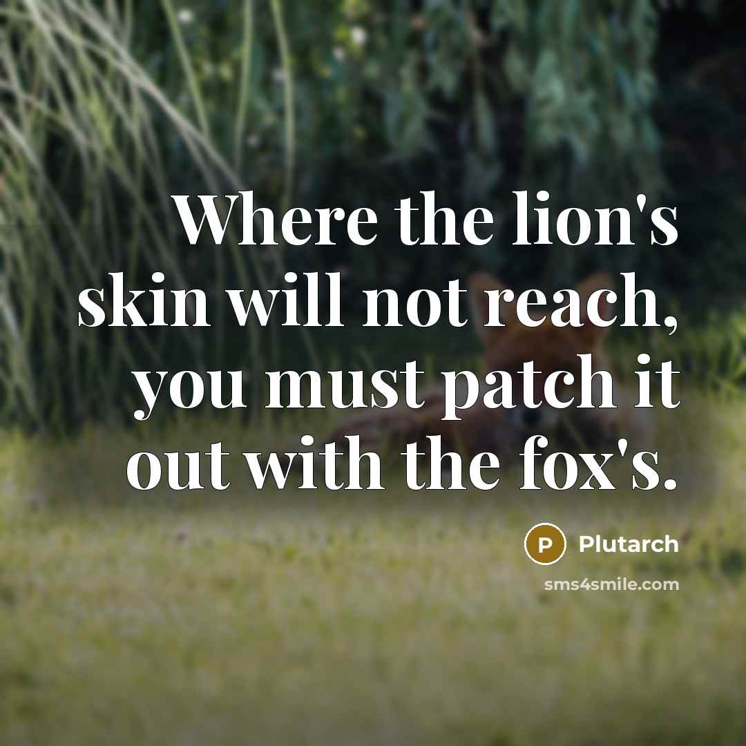 “Where the lion's skin will not reach, you must patch…” quote by Plutarch