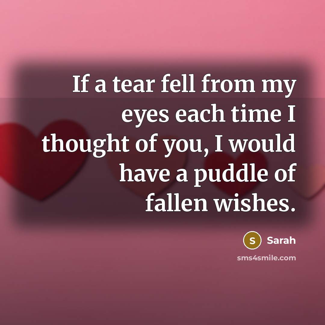 “If a tear fell from my eyes each time I…” quote by Sarah