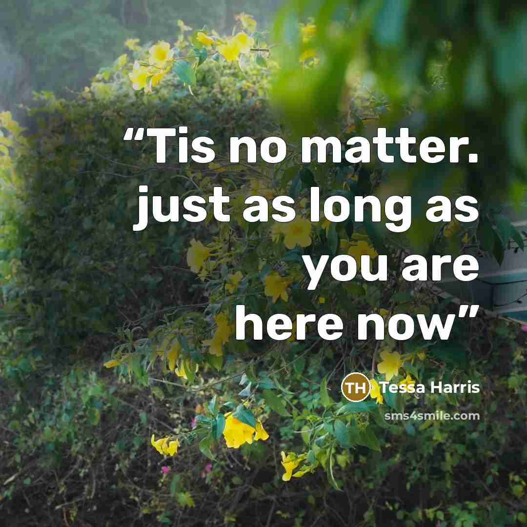 “Tis no matter. just as long as you are here now” quote by Tessa Harris