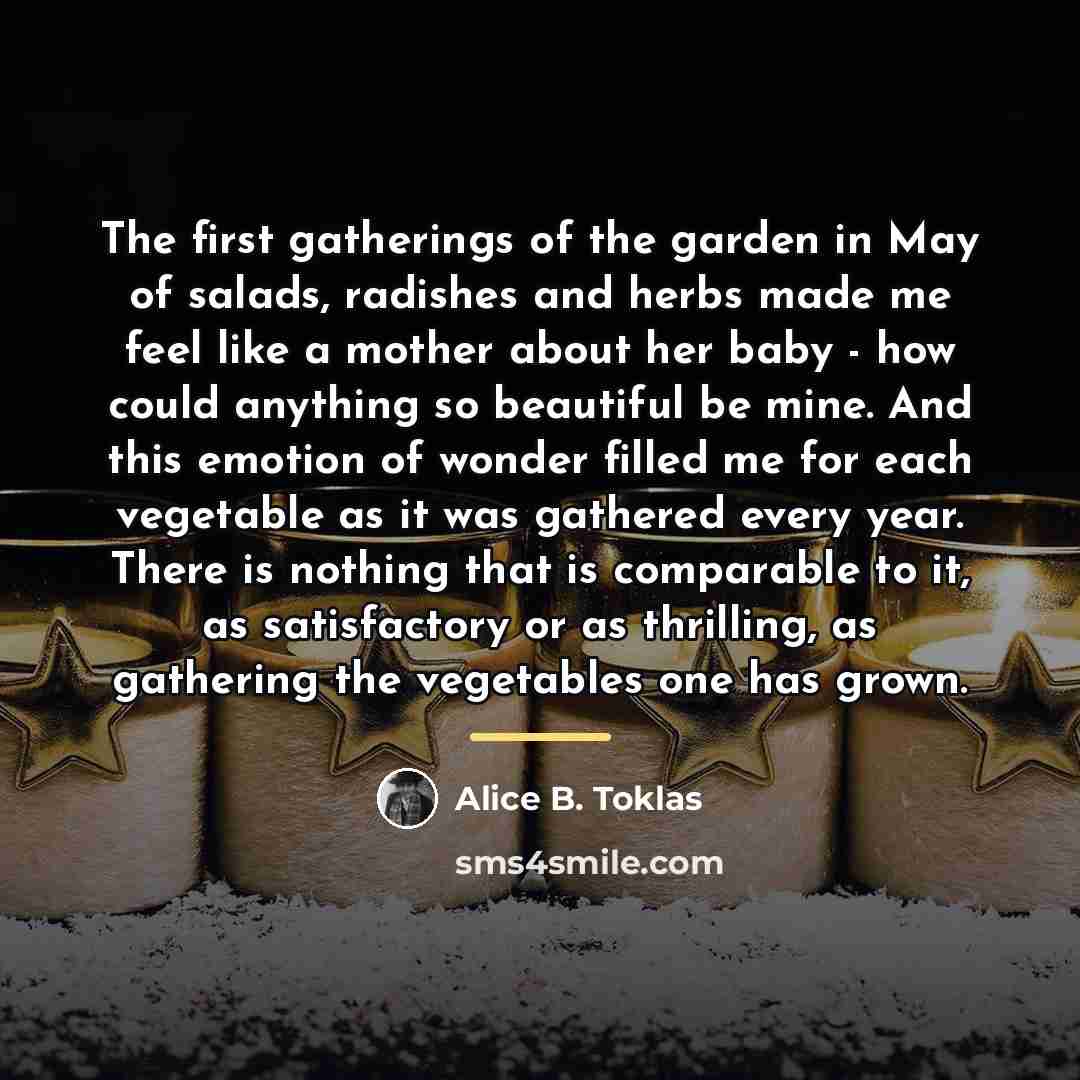 “The first gatherings of the garden in May of salads,…” quote by Alice B. Toklas