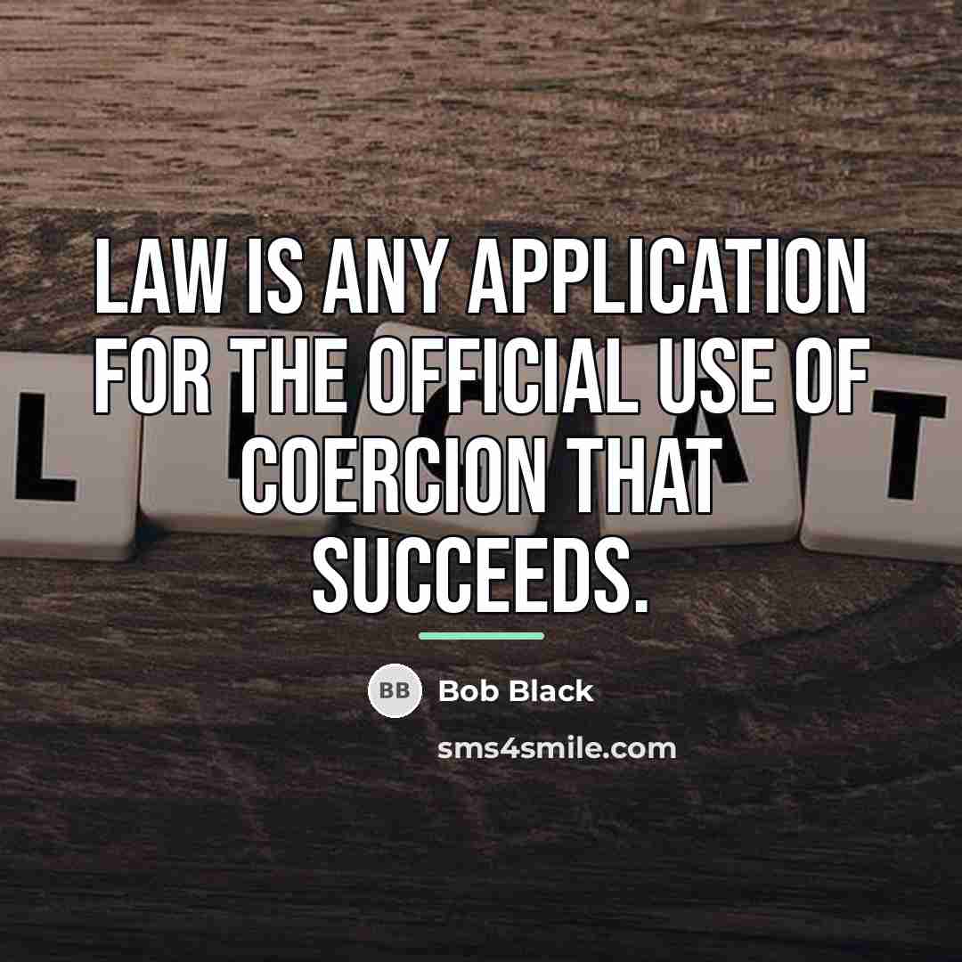 “Law is any application for the official use of coercion…” quote by Bob Black