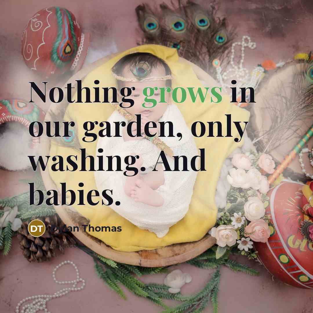 “Nothing grows in our garden, only washing. And babies.” quote by Dylan Thomas